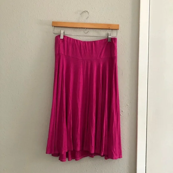 Three Dots Hot Pink Flowy Skater Circle Skirt - Picture 3 of 8